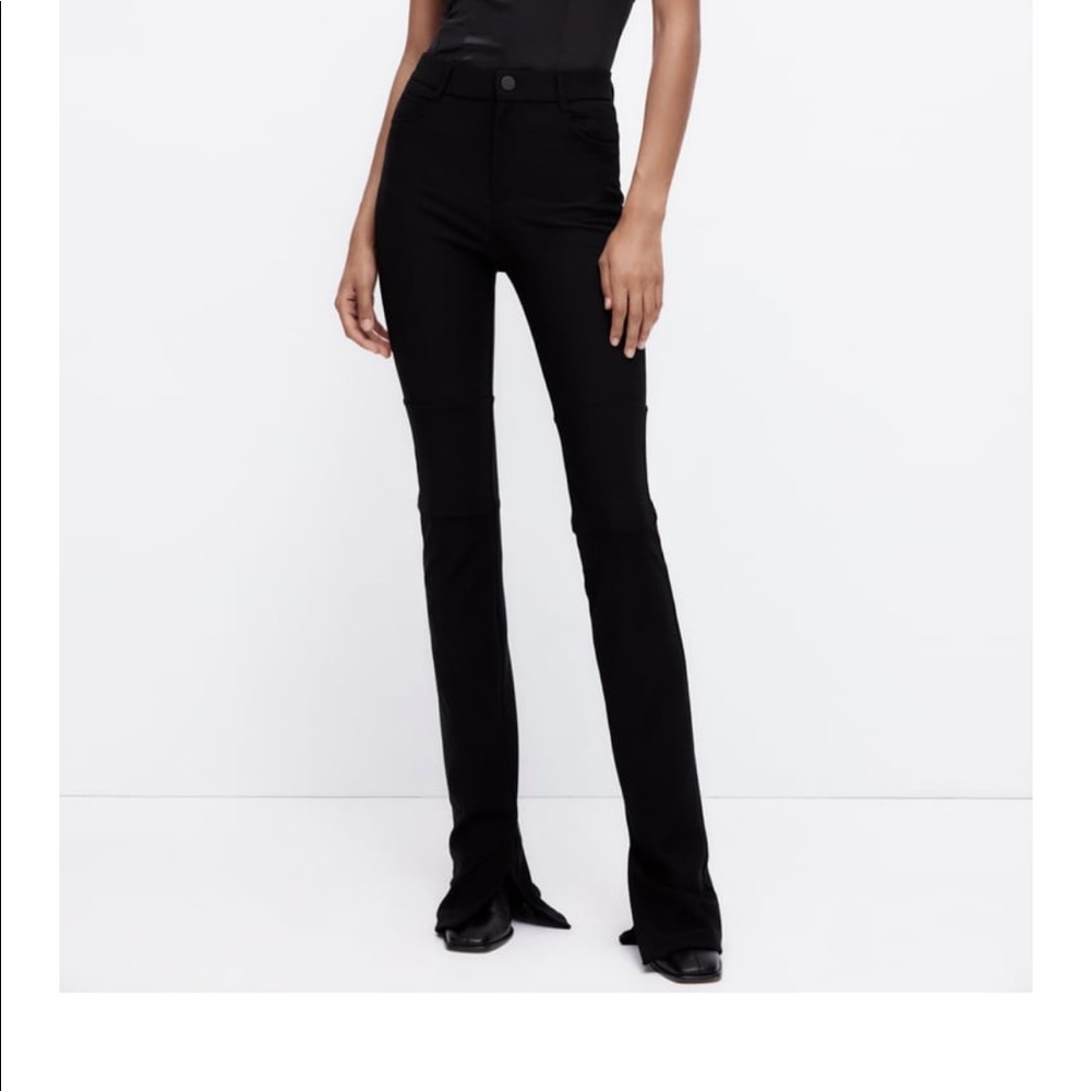 Zara Slit Hem Black Leggings